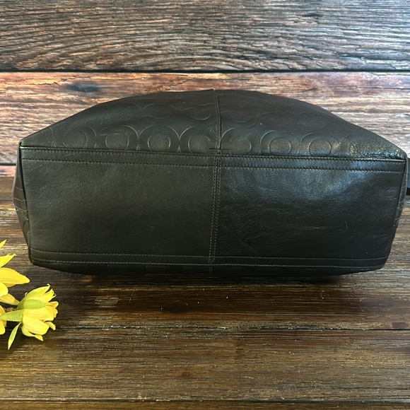 Coach Black Op Art Leather Crossbody Satchel Messenger Bag with Tote Handle! - Picture 8 of 12